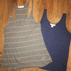 Set of 2 Forever 21 Twenty One Blue & Gray Tank Tops Shirts